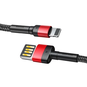 Special Edition iPhone Uyumlu 2.4A 1M Hızlı Şarj Halat Usb Kablo - Kırmızı Siyah - CALKLF-G91