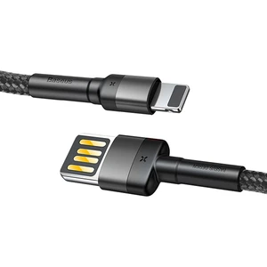 Special Edition iPhone Uyumlu 2.4A 1M Hızlı Şarj Halat Usb Kablo - Gri Siyah - CALKLF-GG1