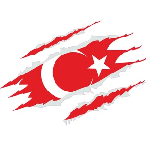 Sticker Fabrikası Yırtıklı Türk Bayrağı Pençe İzi Türk Bayrağı Sticker 00034 8 x 6 cm Renkli