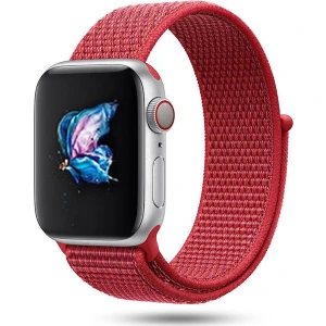Apple Watch Seri 10 42mm, Seri 9/8/7/6/SE/5/4/3 Spor Loop Dokuma 41mm 40mm 38mm Uyumlu Kırmızı