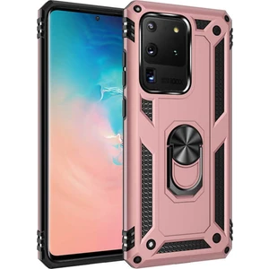 Samsung Galaxy S20 Ultra Kılıf Shockproof Standlı Yüzük Tutuculu Vega Case Rose Gold