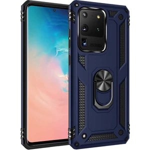 Samsung Galaxy S20 Ultra Kılıf Shockproof Standlı Yüzük Tutuculu Vega Case Mavi
