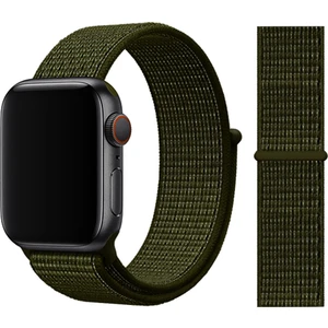 Apple Watch Uyumlu 44 mm Bilekli Kumaş Kayış Kordon Yeşil Fabric