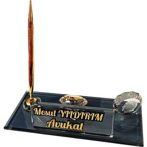 Mert Kristal M140 Kişiye Özel Kristal Masaüstü İsimlik Seti