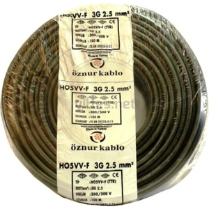 3 x 1,5 TTR Kablo 12 m Siyah Tam Bakır