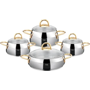 Nobis Festa 8 Parça 4'lü Tencere Seti Gold Altın TAÇ-3233