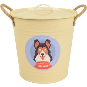 Köpek Maması Saklama Kabı Metal Kulplu Krem