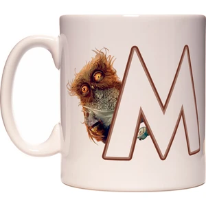 Rock'n Fox M Harfi Uykusuz Baykuş Baş Harf Tasarımlı Kahve Kupa Bardak