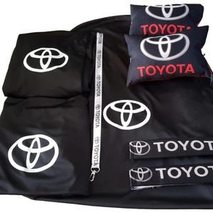 Toyota Siyah Penye Servis Kılıfı Kemer Konforu Oto Boyun Yastığı ve Ayna İpi