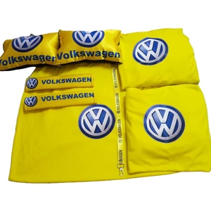 Volkswagen Sarı Penye Servis Kılıfı Kemer Konforu Oto Boyun Yastığı ve Ayna İpi