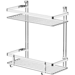 2 Katlı Lamineli Banyo Rafı Krom Renk 25x12x27 cm Su Tasarrufu Teknolojisi ile