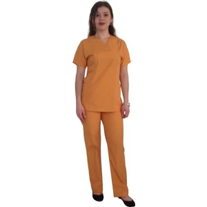 Emel Şahin Tekstil Dr Hemşire V Yaka Gold Yarasa Kol Forma Takım 46