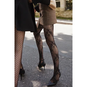 Siyah Roses File Külotlu Çorap