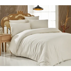 Komfort Home Çift Kişilik Çizgili Pamuk Saten Nevresim Seti Krem