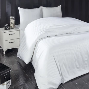 Komfort Home Tek Kişilik Çizgili Pamuk Saten Nevresim Seti Beyaz