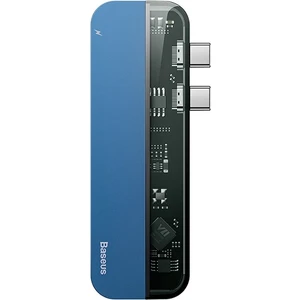 CAHUB-TS03 Transparent Series Dual Type-C Çok Fonksiyonlu USB HUB - Mavi