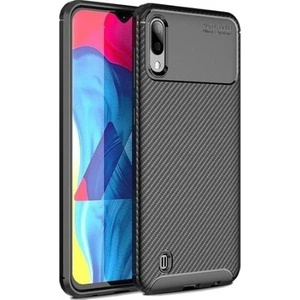 Case 4U Samsung Galaxy M10 Kılıf Karbon Desenli Sert Silikon Arka Kapak - Negro Siyah