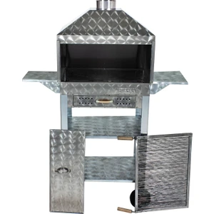 Mth-56 Davlumbazlı Bacalı Kanatlı Çekmeceli Maltız Izgaralı Mangal 4 Tekerlekli