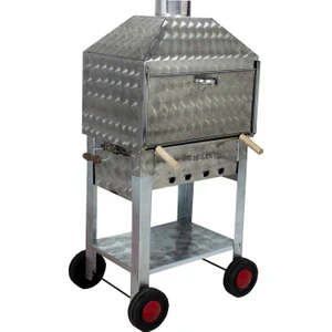 Davlumbazlı Lama Izgaralı 4 Tekerlekli Mangal