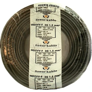 3 x 1,5 mm TTR Kablo 19 m Siyah Tam Bakır