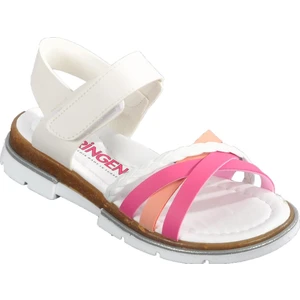 001 Beyaz-Pembe Çocuk Sandalet