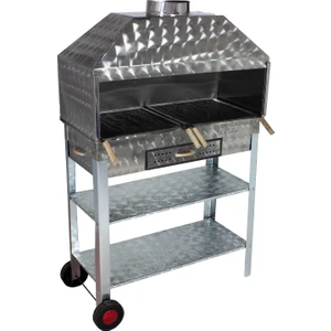 MTH-210 Geniş Aile Boy Davlumbazlı Maltız Izgaralı Mangal 2 Tekerlekli