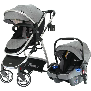 Yoyko City Seyahat Sistem Bebek Arabası 3 İn 1 Gri