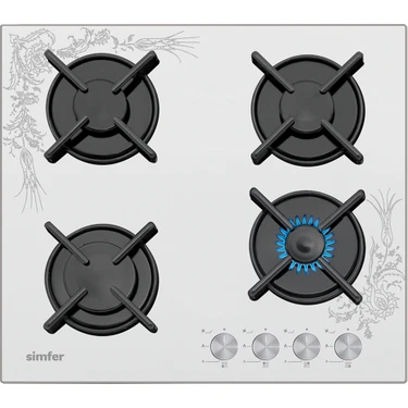Simfer 3038 N  Doğalgazlı Desenli Set Üstü Beyaz Cam