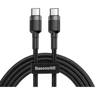 Baseus Cafule – Type-C to Type-C 60W PD 2.0 Hızlı Şarj Kablosu 20V 3A 2 m – Gri /
