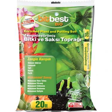 Bitbest Bio 20 lt Bitki Saksı Toprağı Solucan Gübreli Torf Humus