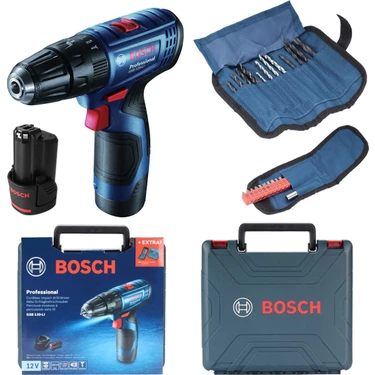 Bosch Professional GSB 120 LI 2 AH Çift Akülü Darbeli Delme Vidalama + Aksesuar