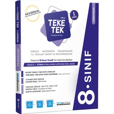 Pruva Akademi 8 Sinif Teke Tek 1 Donem Tam Sayfa Soru Kitabi