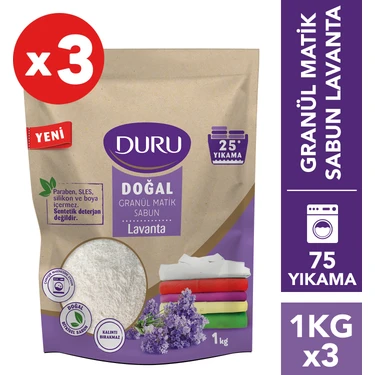Duru Granül Matik Sabun Lavanta 3x1 Kg Paraben,SLES,Silikon ve Boya