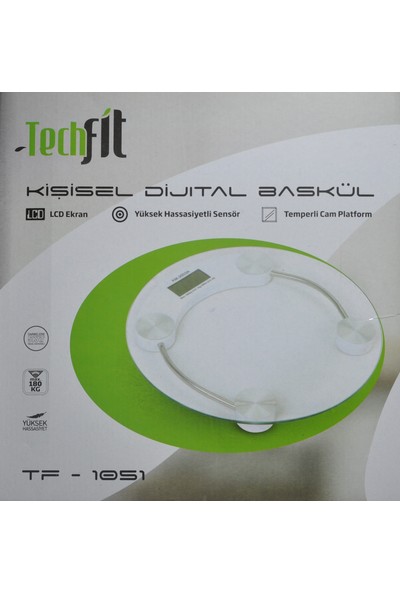 Techfit Tf1051 Dijital Temperli Cam Baskül Lcd Ekran 180 kg