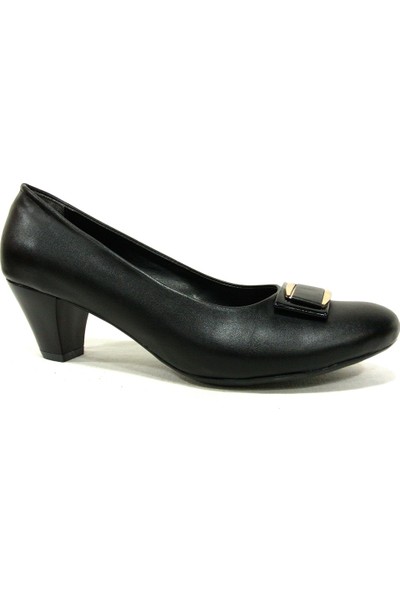 Ventes 114 Siyah Tokalı Topuklu Kadın Ayakkabı