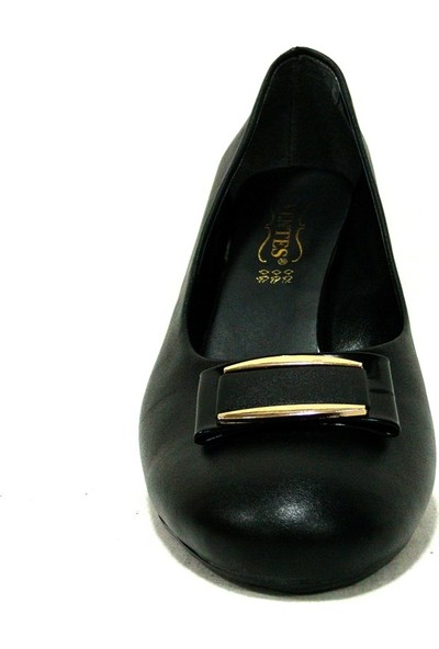 Ventes 114 Siyah Tokalı Topuklu Kadın Ayakkabı