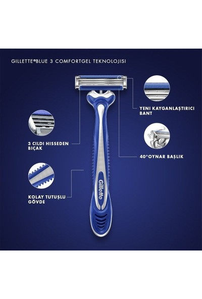 Gillette Blue 3 Comfort Kullan At Tıraş Bıçağı 9+3 12'li