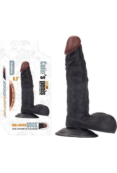 Loveshop 21 cm Vantuzlu Gerçekçi Realistik Zenci Siyah Dildo Penis