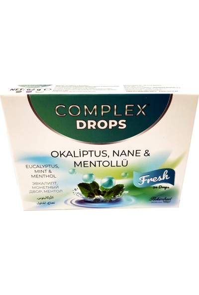 Complex Drops Bitkisel Boğaz Pastili Okaliptus, Nane & Mentollü 24 Drops