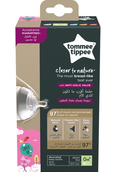 Tommee Tippee PP Closer to Nature Biberon, 260 ml x 1 - Pembe