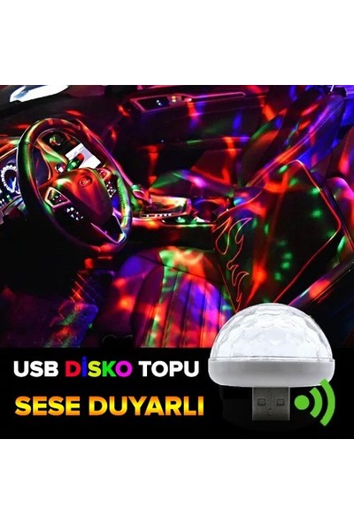 USB Disko Topu Sese Duyarlı Renkli Canlı Işık Rgb Müzik Duyarlı