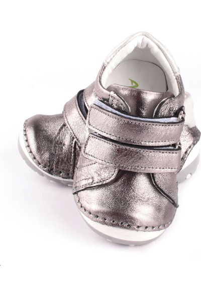 Akıllı Şirin Deri Tam Otopedik İlkadım Unisex Bebek Ayakkabı Platin Beyaz 20