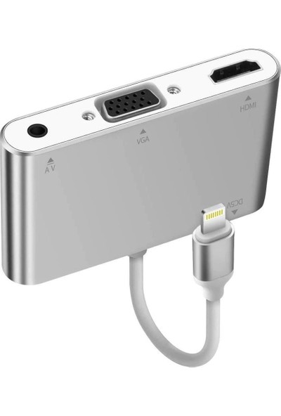 CoverZone Apple iPhone & iPad 3 In 1 Lightning To HDMI + VGA + Audio Kablo Dönüştürücü Adaptör