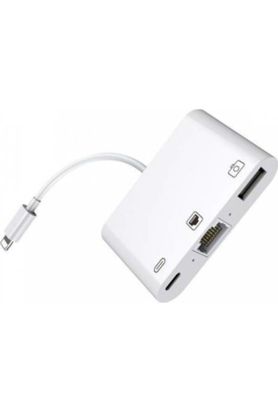 CoverZone iPhone iPad 3 In 1 Dönüştürücü Lightning To Lightning Ethernet USB Audio Çevirici Adaptör