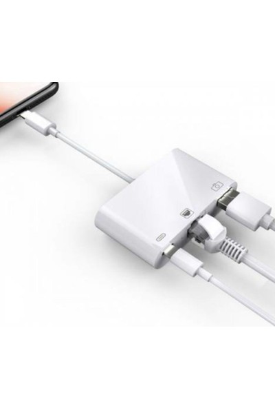 CoverZone iPhone iPad 3 In 1 Dönüştürücü Lightning To Lightning Ethernet USB Audio Çevirici Adaptör