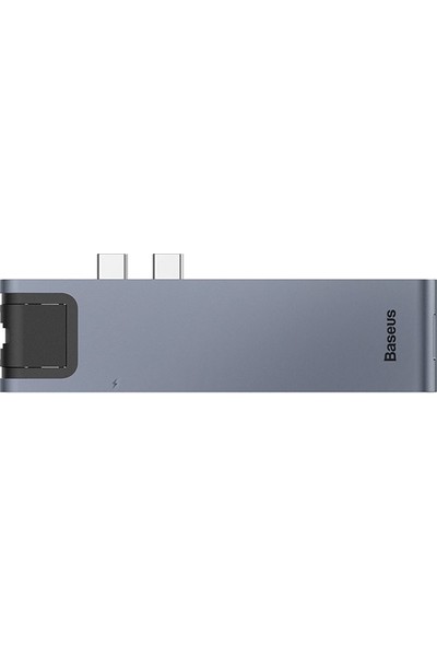 Baseus Thunderbold Type C Ethernet HDMI USB SD Kart Dönüştürücü Gri CAHUB-L0G