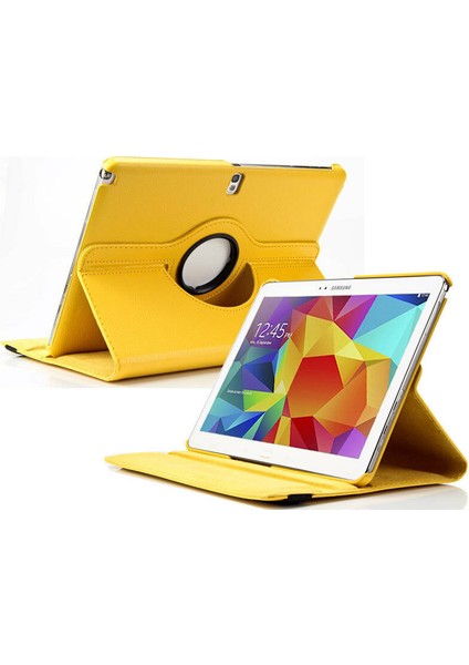 Samsung Tab T280 T285 T287 Kılıf Uyku Modlu 360° Dönerli Standlı 7" Sarı