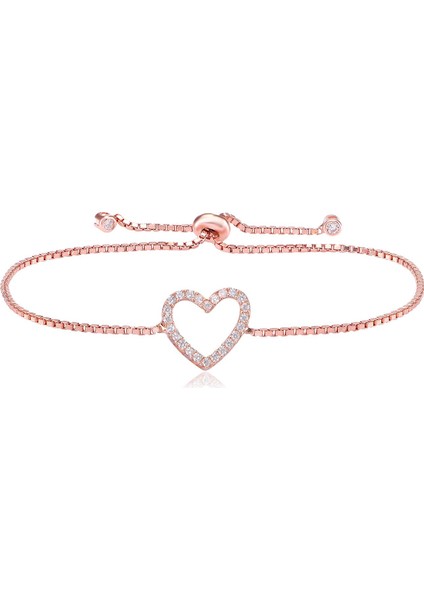 Taşlı Kalp Rose Bileklik