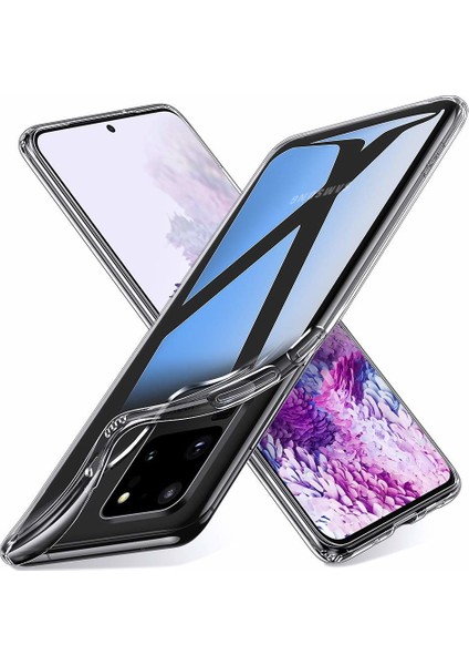 Samsung Galaxy S20 Ultra Kılıf Süper Silikon Slim Opacity Şeffaf + 5D Nano