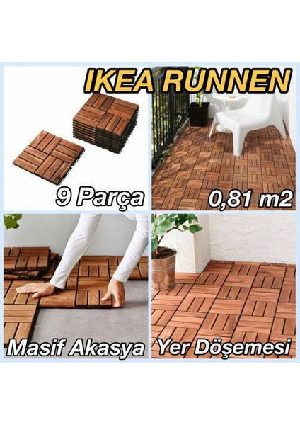 Dış Mekan Yer Döşemesi Ahşap Kahverengi 9'lu